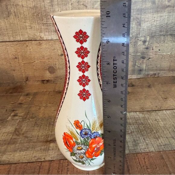 Vintage Ukranian Arts By Stefania Eastern European Motiff Decorated Vase 10”x5” - Picture 12 of 13